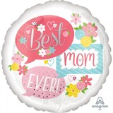Folie Ballon Best mom ever flowers | 45 cm