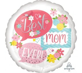 Feuille ballon meilleure maman jamais fleurs | 45 cm