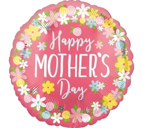Folie Ballon Happy Mother's Day Flowers | 45 cm Folie Ballon Happy Mother's Day Flowers | 45 cm