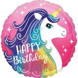 Feuille Ballon Unicorn Rainbow joyeux anniversaire 45cm
