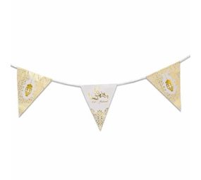 Haza - Witbaard Flag line Plastic Eid Mubarak Gold | 6 meters Haza - Witbaard Flag line Plastic Eid Mubarak Gold | 6 meters