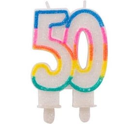Folat Kaars 50 jaar Glitter | 1 stuks