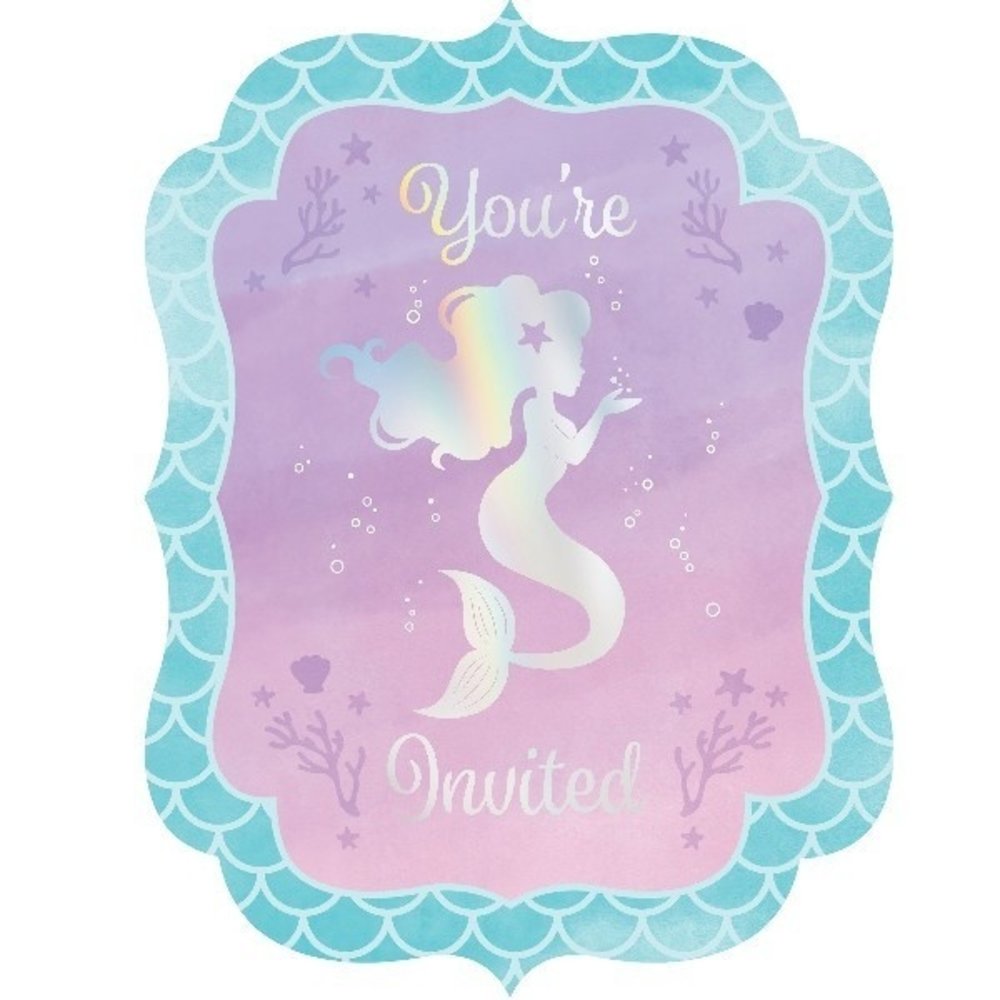 Creative Converting Mermaid Shine Invitations | 8 pieces