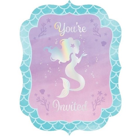 Creative Converting Mermaid Shine Invitations | 8 pieces