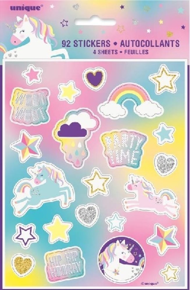 Unique Party Unicorn Hooray Stickers | 92 pieces Unique Party Unicorn Hooray Stickers | 92 pieces