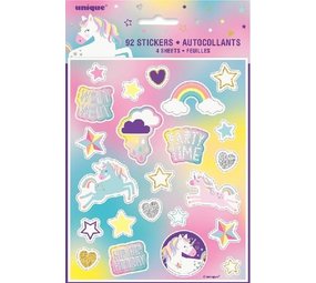 Unique Party Autocollants Hourra Licorne | 92 pièces