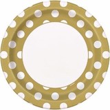 Plate gold with white dots 22cm | 8 pieces Plate gold with white dots 22cm | 8 pieces