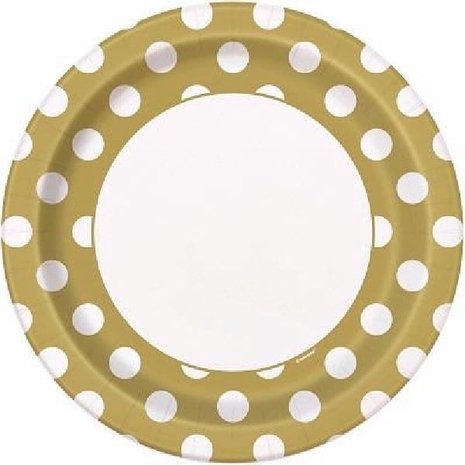 Plate gold with white dots 22cm | 8 pieces Plate gold with white dots 22cm | 8 pieces
