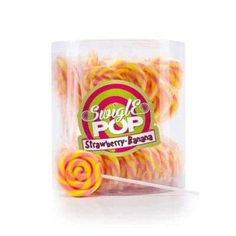 Felko Lolly swigle pop mini banana strawberry 12 gr. | 50 pieces in Silo