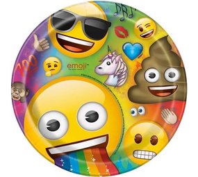 Unique Party Bord Emoji fun rainbow 23cm | 8 stuks Unique Party Bord Emoji fun rainbow 23cm | 8 stuks