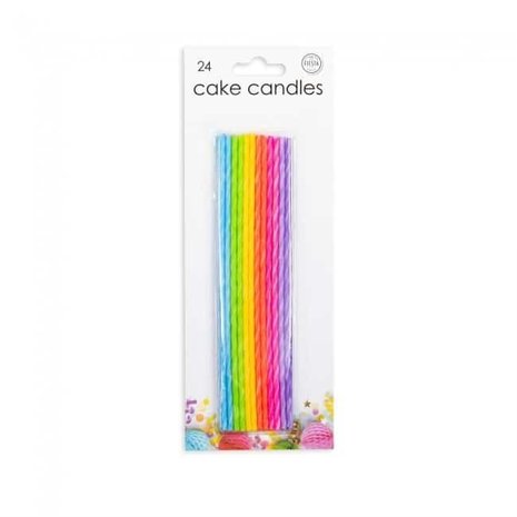Globos Nordic Gekleurde taartkaarsjes XL | 24 stuks