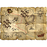 Folat Treasure map Red Pirate | 4 pieces Folat Treasure map Red Pirate | 4 pieces