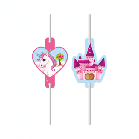 Procos Party Unicorn Castle Paper Straws | 4 pieces