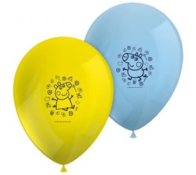 Ballons peppa cochon blauw-geel | 8 pièces Ballons peppa cochon blauw-geel | 8 pièces