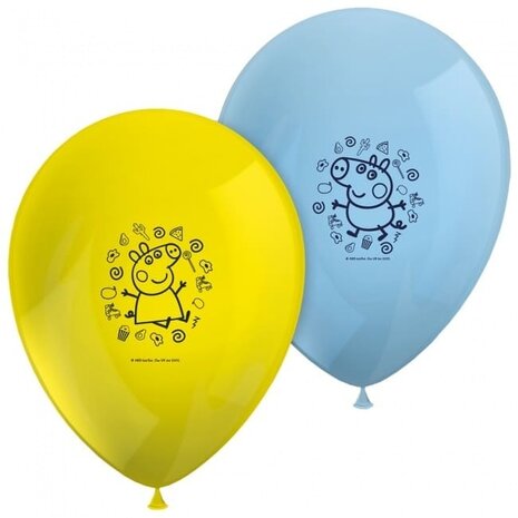 Ballons peppa cochon blauw-geel | 8 pièces Ballons peppa cochon blauw-geel | 8 pièces