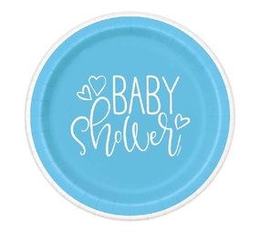 Unique Party Baby Shower bordje hartjes blauw 18cm | 8 stuks Unique Party Baby Shower bordje hartjes blauw 18cm | 8 stuks