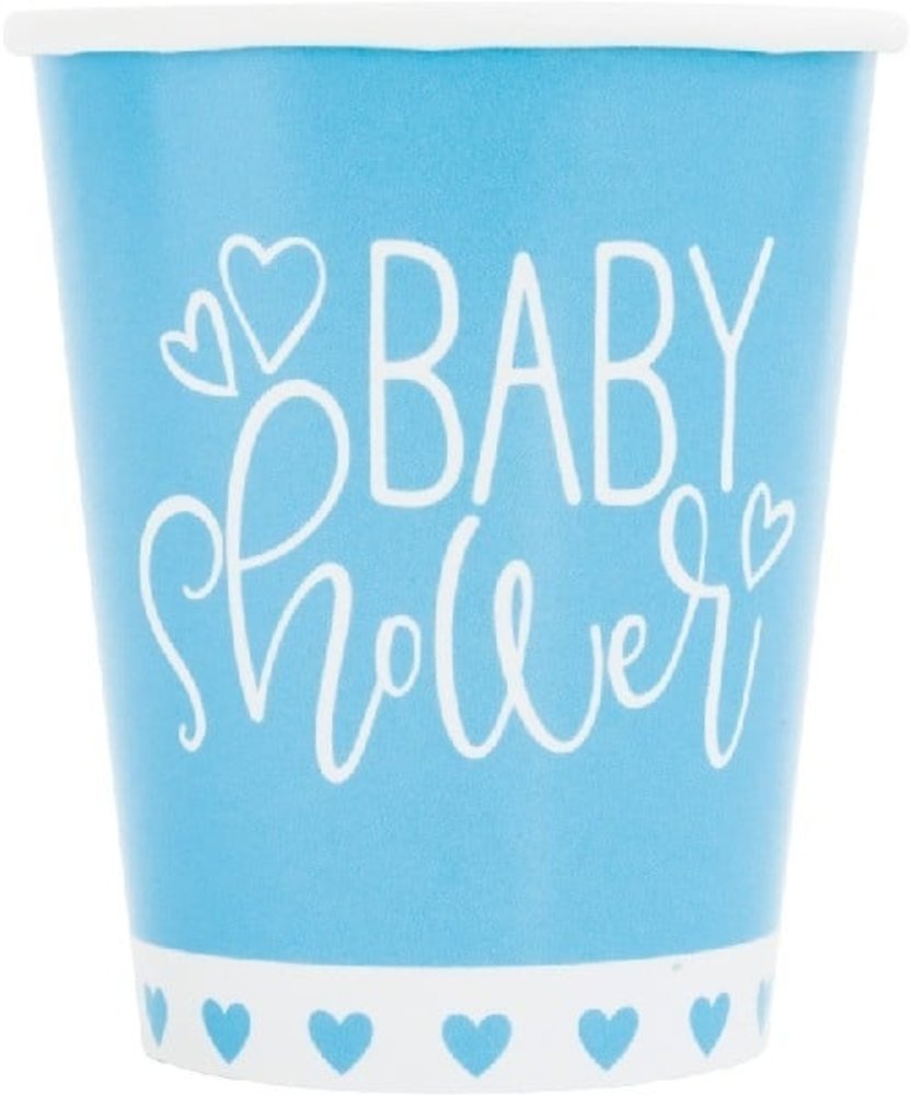 Unique Party Baby Shower Cup Hearts Blue | 8 pieces Unique Party Baby Shower Cup Hearts Blue | 8 pieces