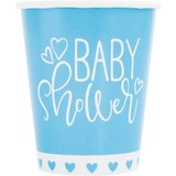 Unique Party Baby Shower Cup Hearts Blue | 8 pieces