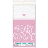 Unique Party Baby Shower tafelkleed hartjes roze | 137 x 213cm