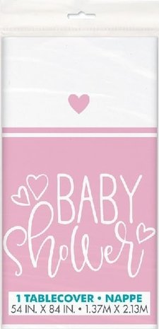 Unique Party Baby Shower tafelkleed hartjes roze | 137 x 213cm