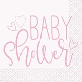 Baby Shower servet hartjes roze | 16 stuks