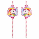 Amscan Pailles en papier arc-en-ciel licorne 20 cm | 8 pièces Amscan Pailles en papier arc-en-ciel licorne 20 cm | 8 pièces