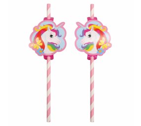 Amscan Pailles en papier arc-en-ciel licorne 20 cm | 8 pièces Amscan Pailles en papier arc-en-ciel licorne 20 cm | 8 pièces