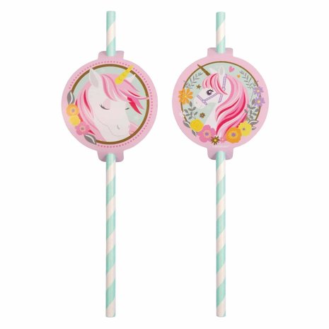 Amscan Magical Unicorn Paper Straws 20cm | 8 pieces