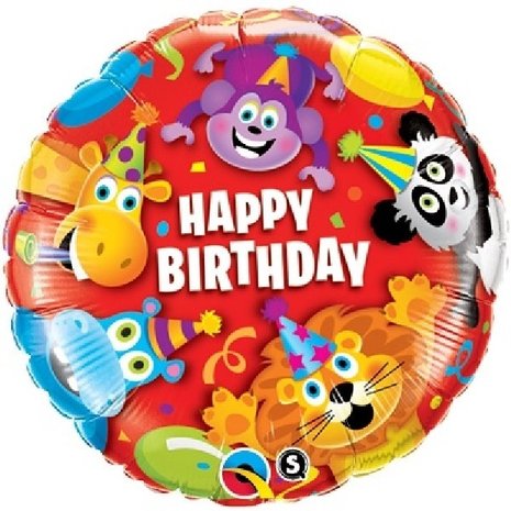 Crosswear Party Animals Happy Birthday Folie Ballon 45cm | per stuk