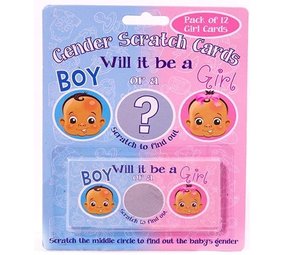 Gender Reveal kraskaartjes GIRL | 12 stuks
