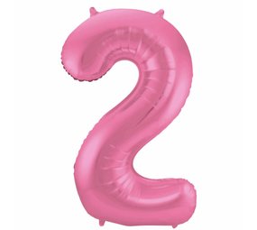 Folat Folie Balloon Number 2 Matt Pink | 86cm Folat Folie Balloon Number 2 Matt Pink | 86cm