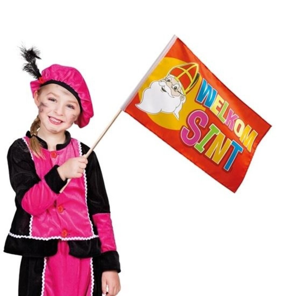 Zwaaivlag stof Welkom Sint | 30x45cm Zwaaivlag stof Welkom Sint | 30x45cm