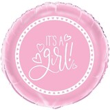 Folie Ballon It's a Girl hartjes | 45cm