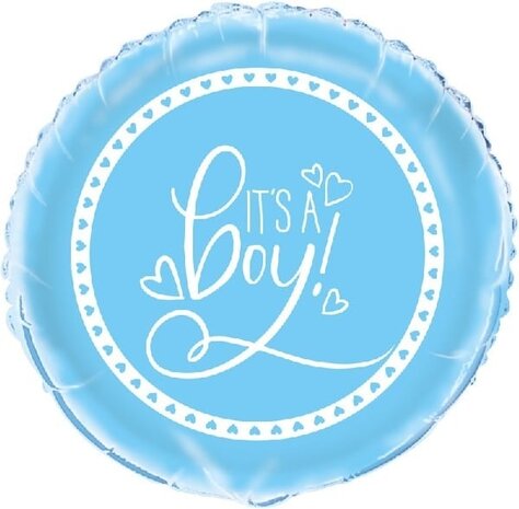 Folie Ballon It's a Boy hartjes | 45cm