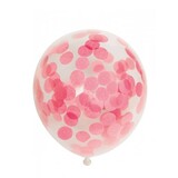 Ballons roses clairs avec confettis 30cm | 6 morceaux Ballons roses clairs avec confettis 30cm | 6 morceaux