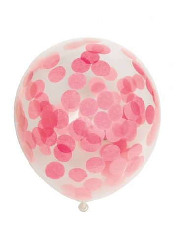 Licht Roze ballonnen met Confetti 30cm | 6 stuks