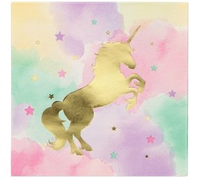 Creative Converting Einhorn-Glitzer Servietten 33x33cm | 16 Stück