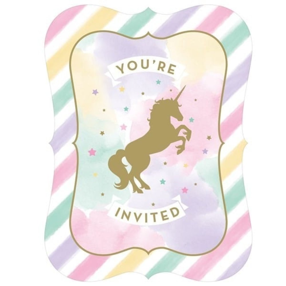 Creative Converting Unicorn Sparkle Invitations 10x12cm | 8 pieces