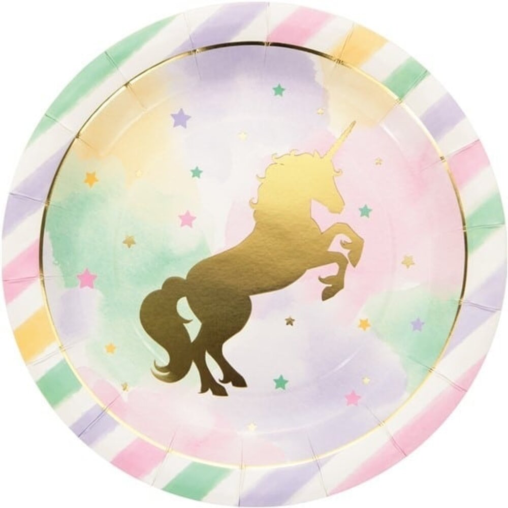 Creative Converting Assiettes scintillantes Licorne 23cm | 8 pièces