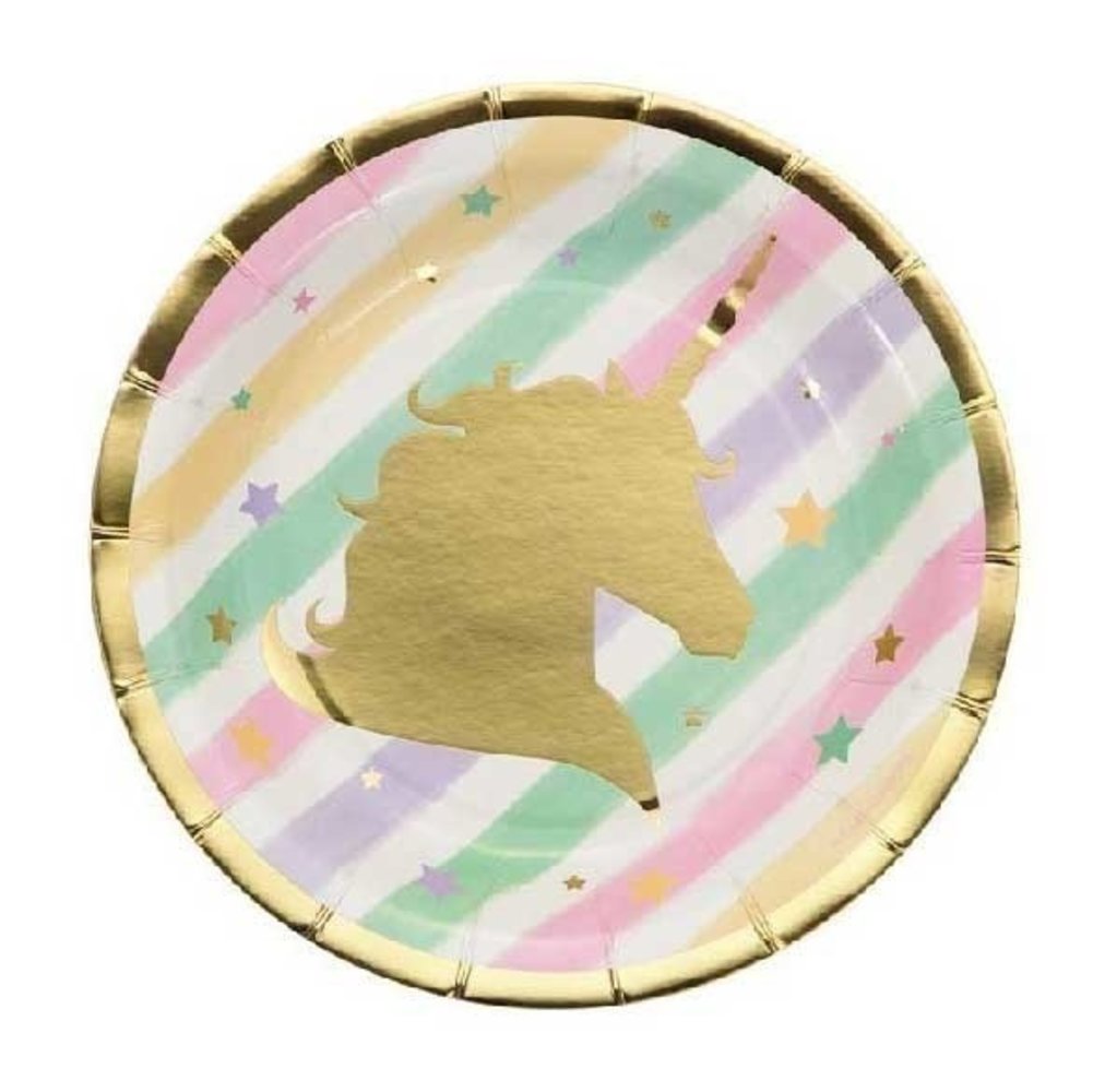 Creative Converting Assiettes scintillantes Licorne 18cm | 8 pièces