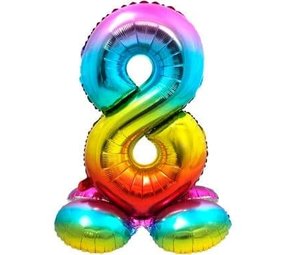 Figure balloon 8 standing rainbow | 72 cm Figure balloon 8 standing rainbow | 72 cm