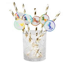 Boland Eenhoorn Goud Papieren Rietjes 20cm | 6 stuks Boland Eenhoorn Goud Papieren Rietjes 20cm | 6 stuks