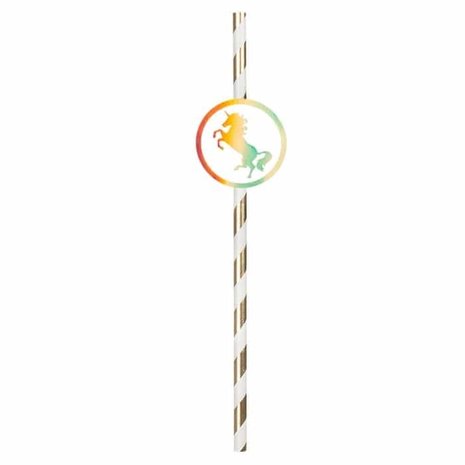 Boland Eenhoorn Goud Papieren Rietjes 20cm | 6 stuks