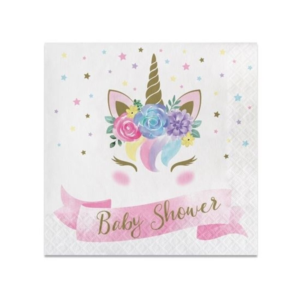 Creative Converting Baby Unicorn Servetten Babyshower 33x33cm | 16 stuks