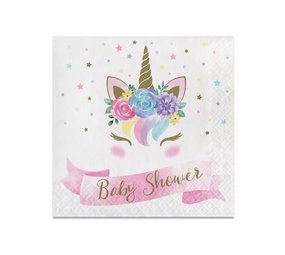 Creative Converting Serviettes Bébé Licorne Baby Shower 33x33cm | 16 pièces