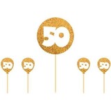 Folat Cake Topper 50 ans Gold Glitter | 5 partie