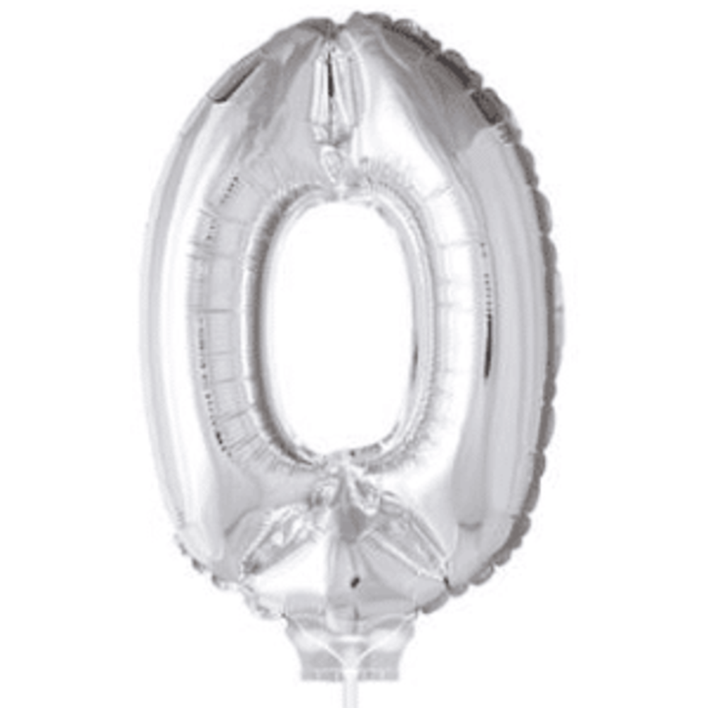 Figure Balloon 0 Argent avec bâton | 40cm