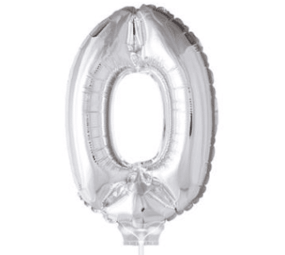 Cijfer ballon 0 Zilver met stokje | 40cm Cijfer ballon 0 Zilver met stokje | 40cm