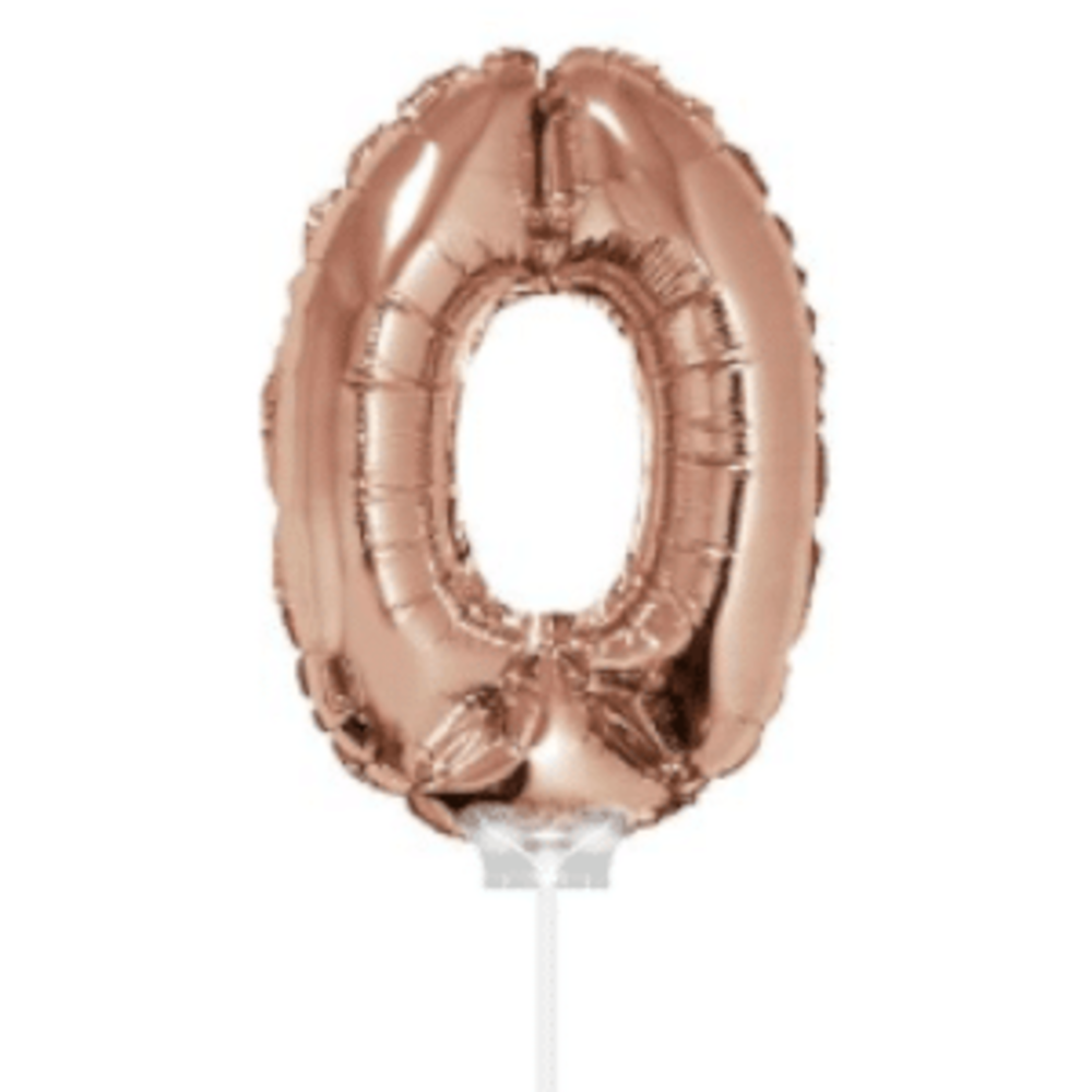 Figurenballon 0 Rose alt mit Stick | 40 cm Figurenballon 0 Rose alt mit Stick | 40 cm