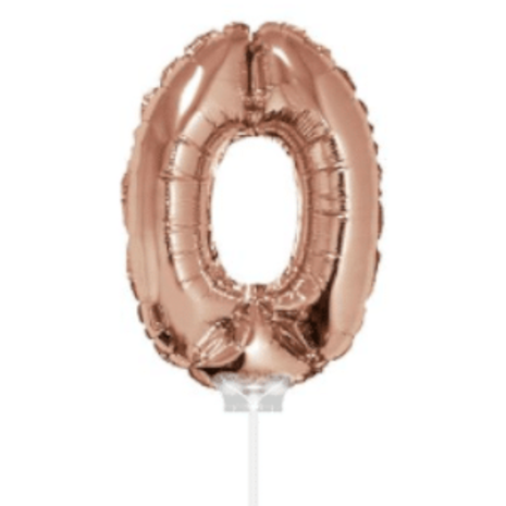 Figurenballon 0 Rose alt mit Stick | 40 cm Figurenballon 0 Rose alt mit Stick | 40 cm